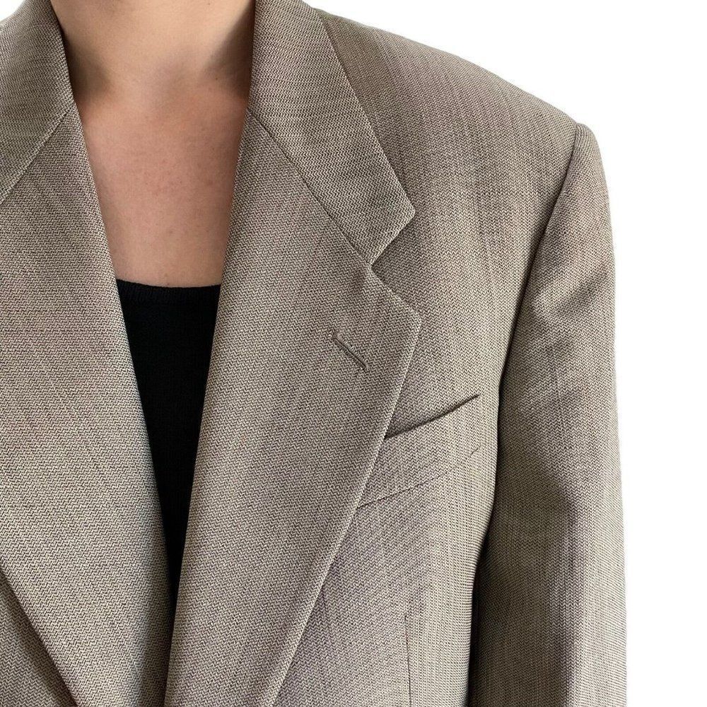 Vintage Mens Givenchy Brown Tan Oversized Sport Coat Blazer Single Breasted L - Picture 2 of 10